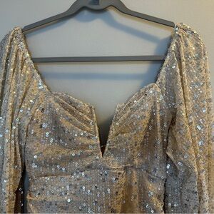 Luxxel Elegant Sequin champagne Dress | size small